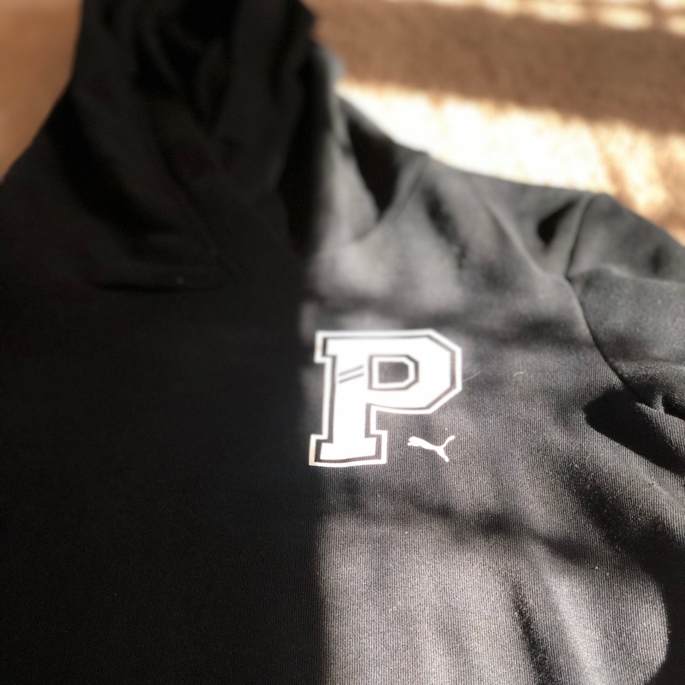 puma black bell sleeved cropped hoodie
